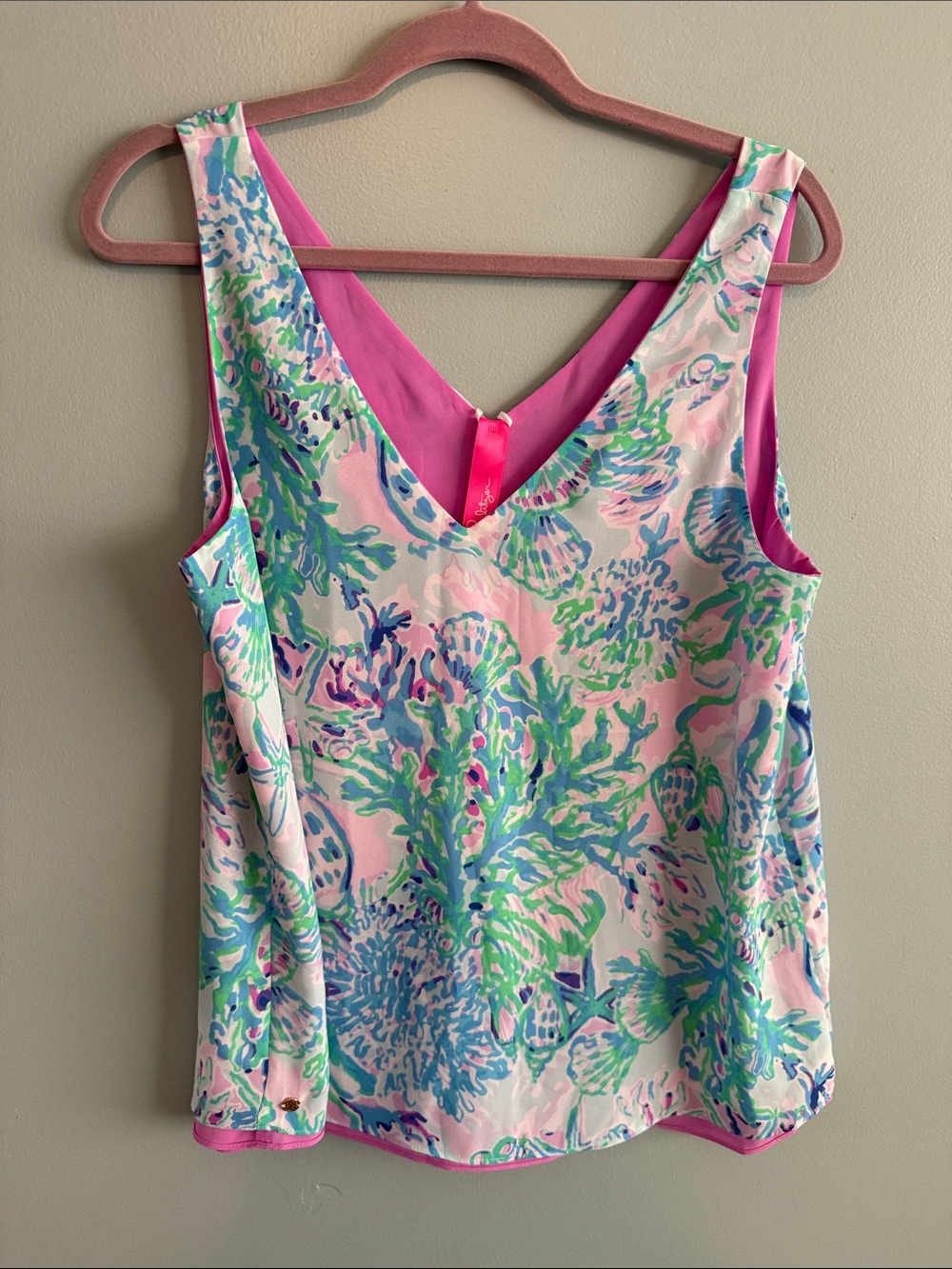 Lilly Pulitzer Floral V-Neck Tank in Pink, Aqua & Green